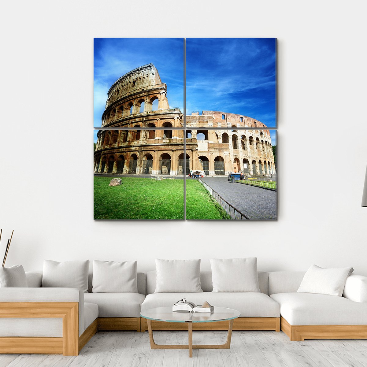 Colosseum In Rome Canvas Wall Art-4 Square-Gallery Wrap-17" x 17"-Tiaracle