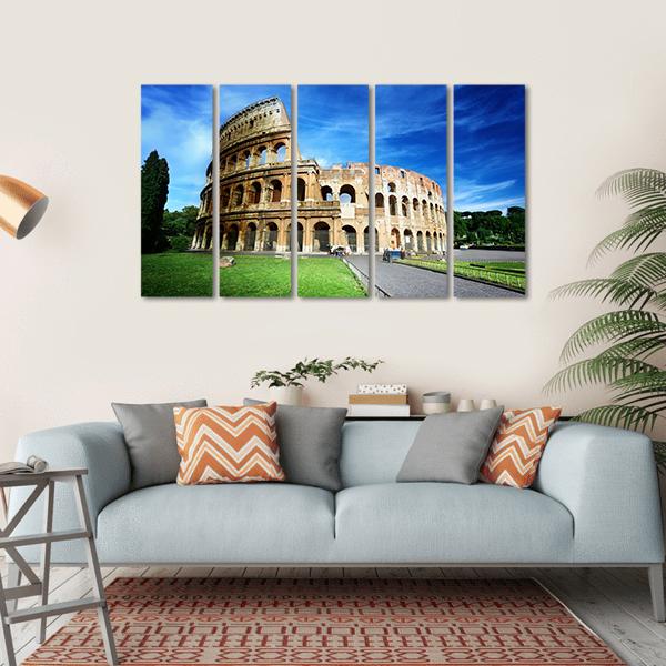 Colosseum In Rome Canvas Wall Art-5 Horizontal-Gallery Wrap-22" x 12"-Tiaracle