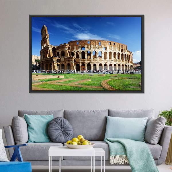 Colosseum In Rome Italy Canvas Wall Art-1 Piece-Floating Frame-24" x 16"-Tiaracle