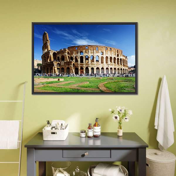 Colosseum In Rome Italy Canvas Wall Art-1 Piece-Floating Frame-24" x 16"-Tiaracle