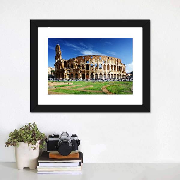 Colosseum In Rome Italy Canvas Wall Art-1 Piece-Framed Print-20" x 16"-Tiaracle