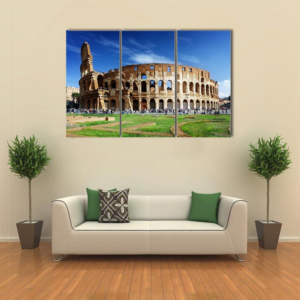 Colosseum In Rome Italy Canvas Wall Art-3 Horizontal-Gallery Wrap-37" x 24"-Tiaracle