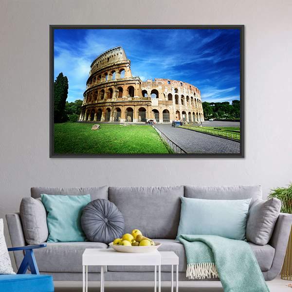 Colosseum In Rome Canvas Wall Art-3 Horizontal-Gallery Wrap-25" x 16"-Tiaracle