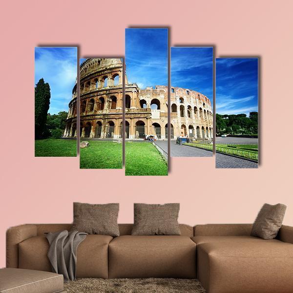 Colosseum In Rome Canvas Wall Art-5 Pop-Gallery Wrap-47" x 32"-Tiaracle