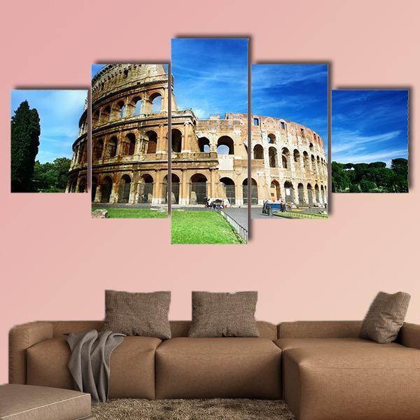 Colosseum In Rome Canvas Wall Art-5 Star-Gallery Wrap-62" x 32"-Tiaracle