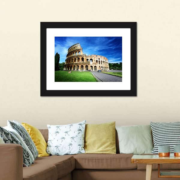 Colosseum In Rome Canvas Wall Art-1 Piece-Framed Print-20" x 16"-Tiaracle