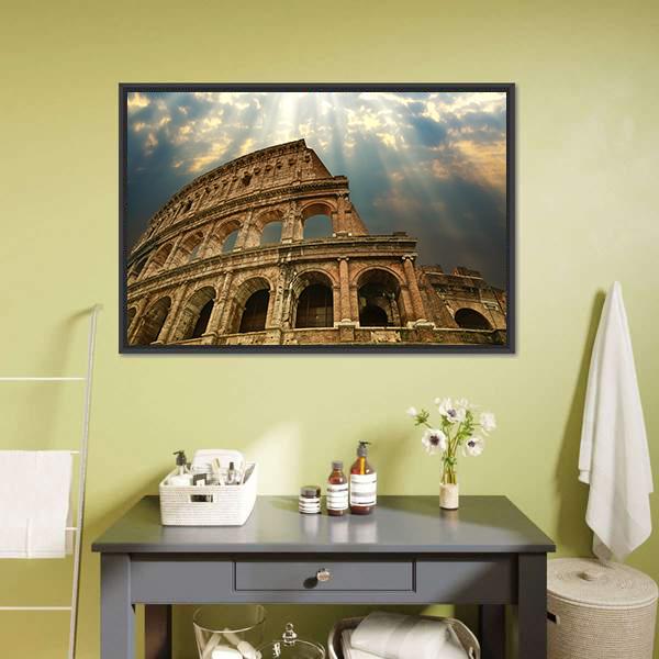 Colosseum Under Clouds Canvas Wall Art-5 Horizontal-Gallery Wrap-22" x 12"-Tiaracle