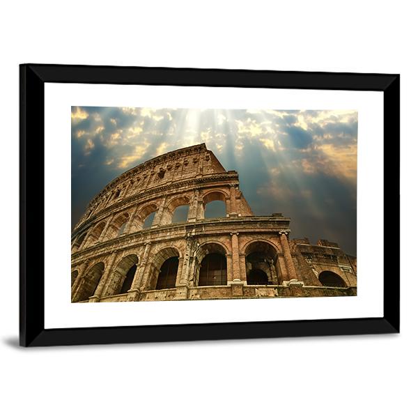 Colosseum Under Clouds Canvas Wall Art-5 Horizontal-Gallery Wrap-22" x 12"-Tiaracle