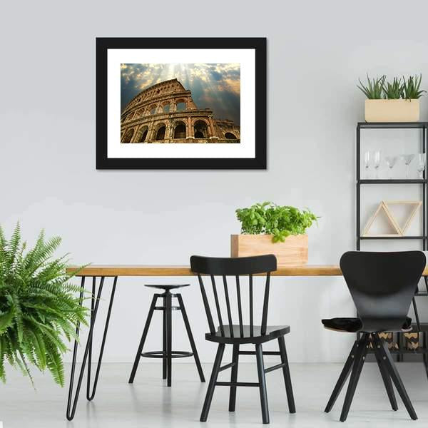 Colosseum Under Clouds Canvas Wall Art-5 Horizontal-Gallery Wrap-22" x 12"-Tiaracle