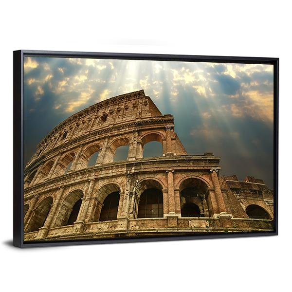 Colosseum Under Clouds Canvas Wall Art-5 Horizontal-Gallery Wrap-22" x 12"-Tiaracle