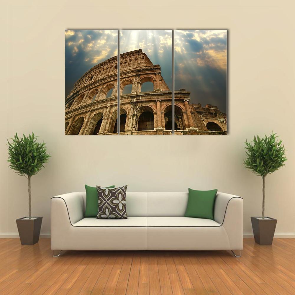Colosseum Under Clouds Canvas Wall Art-3 Horizontal-Gallery Wrap-37" x 24"-Tiaracle