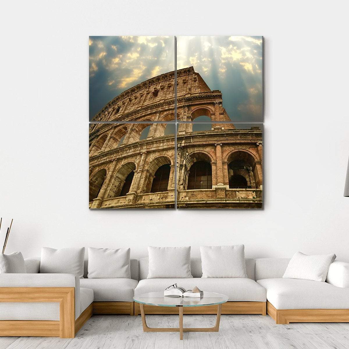 Colosseum Under Clouds Canvas Wall Art-4 Square-Gallery Wrap-17" x 17"-Tiaracle