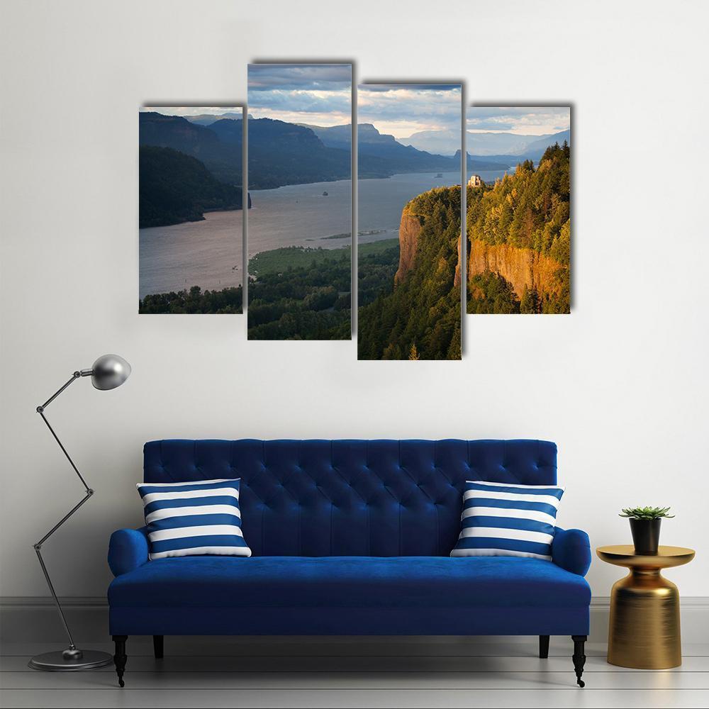Columbia River &amp; Gorge Canvas Wall Art-4 Pop-Gallery Wrap-50" x 32"-Tiaracle