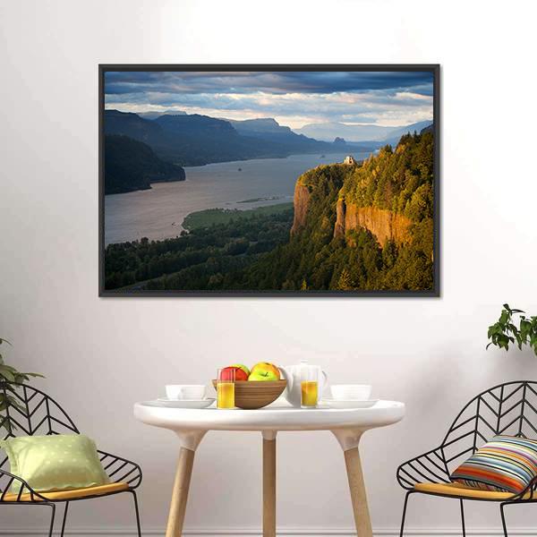 Columbia River &amp; Gorge Canvas Wall Art-1 Piece-Floating Frame-24" x 16"-Tiaracle