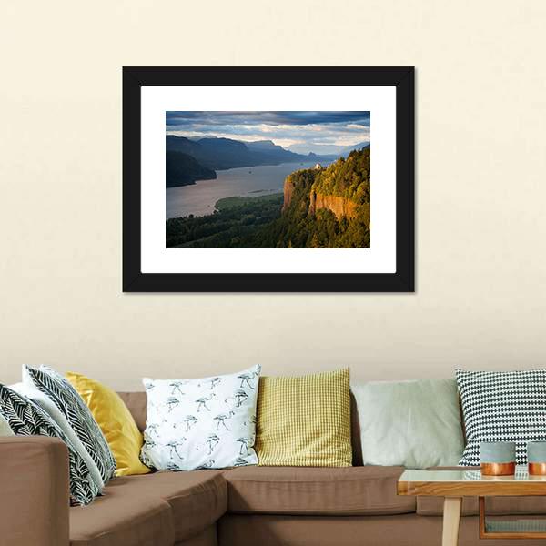 Columbia River &amp; Gorge Canvas Wall Art-1 Piece-Framed Print-20" x 16"-Tiaracle