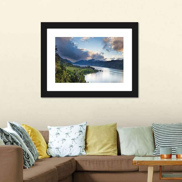 Columbia River Gorge Panoramic Canvas Wall Art-1 Piece-36" x 12"-Tiaracle