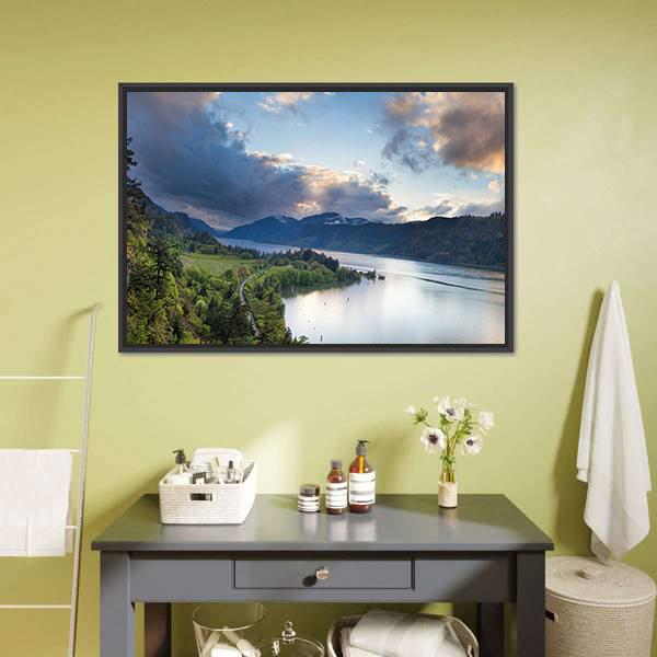 Columbia River Gorge Panoramic Canvas Wall Art-1 Piece-36" x 12"-Tiaracle