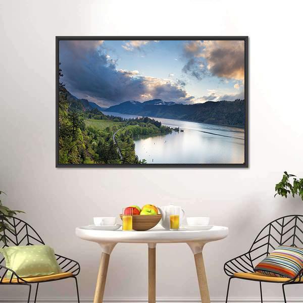 Columbia River Gorge Panoramic Canvas Wall Art-1 Piece-36" x 12"-Tiaracle