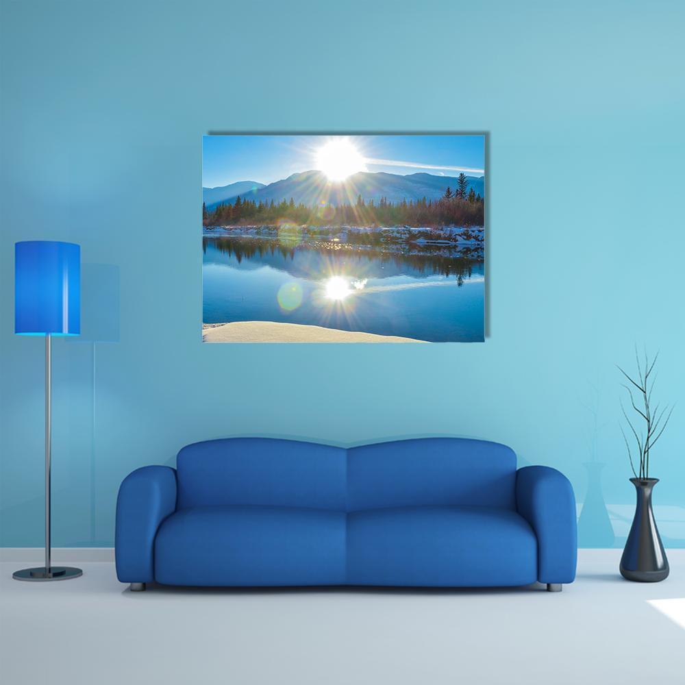 Columbia River In Canada Canvas Wall Art-4 Pop-Gallery Wrap-50" x 32"-Tiaracle
