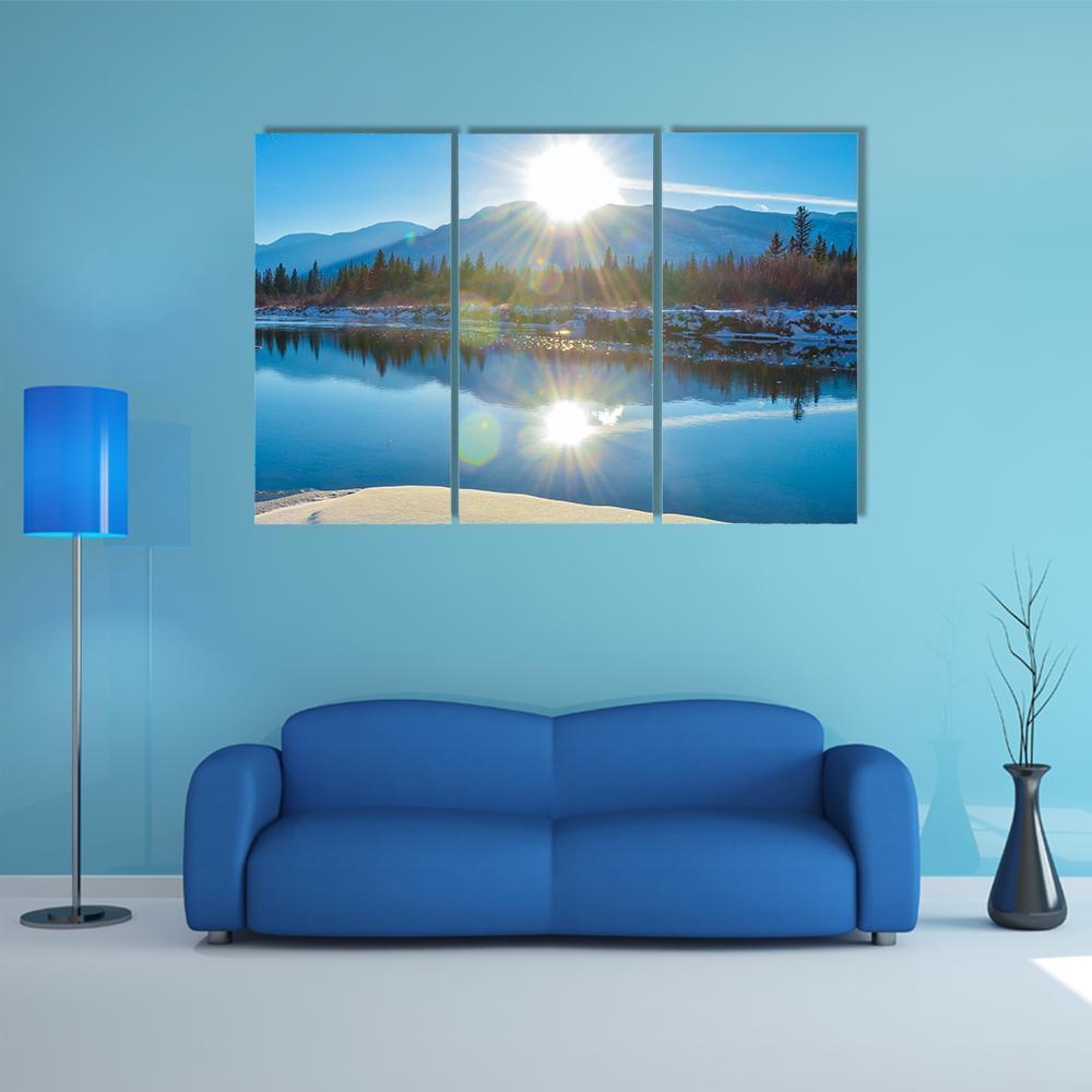 Columbia River In Canada Canvas Wall Art-3 Horizontal-Gallery Wrap-37" x 24"-Tiaracle