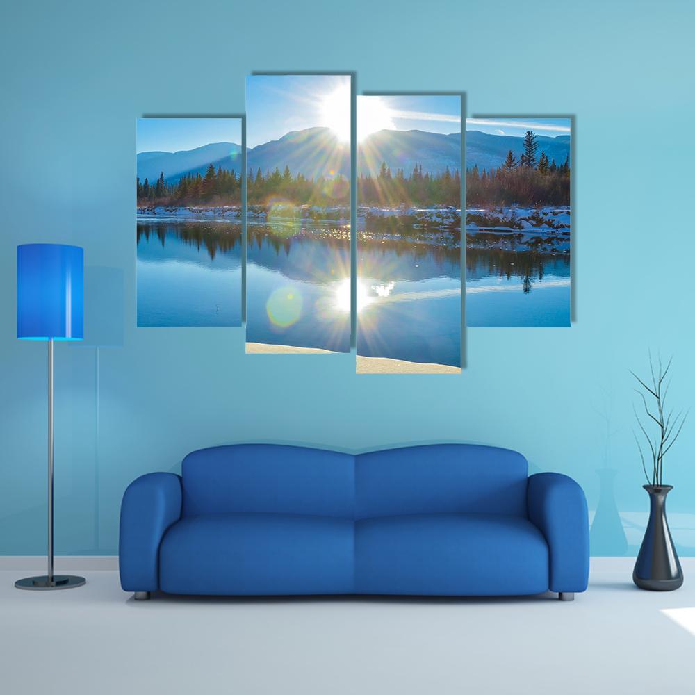 Columbia River In Canada Canvas Wall Art-4 Pop-Gallery Wrap-50" x 32"-Tiaracle