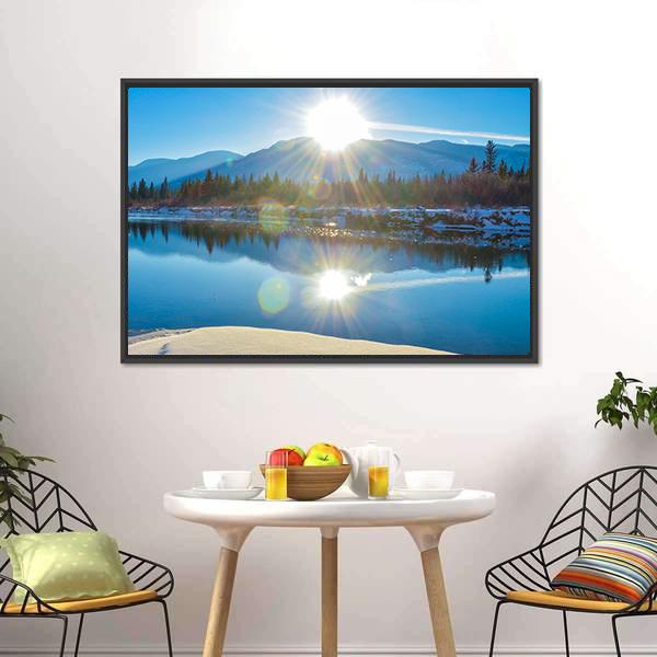Columbia River In Canada Canvas Wall Art-1 Piece-Floating Frame-24" x 16"-Tiaracle