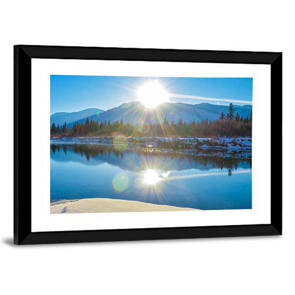 Columbia River In Canada Panoramic Canvas Wall Art-1 Piece-36" x 12"-Tiaracle