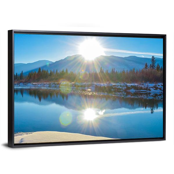 Columbia River In Canada Panoramic Canvas Wall Art-1 Piece-36" x 12"-Tiaracle