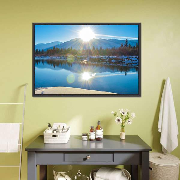 Columbia River In Canada Panoramic Canvas Wall Art-1 Piece-36" x 12"-Tiaracle