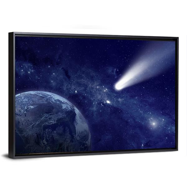 Comet Approaching Planet Canvas Wall Art-3 Horizontal-Gallery Wrap-25" x 16"-Tiaracle