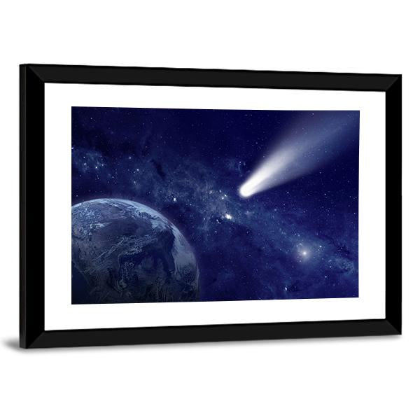 Comet Approaching Planet Canvas Wall Art-3 Horizontal-Gallery Wrap-25" x 16"-Tiaracle