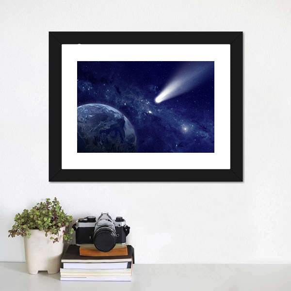 Comet Approaching Planet Canvas Wall Art-3 Horizontal-Gallery Wrap-25" x 16"-Tiaracle