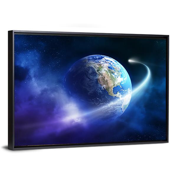 Comet Passing Earth Canvas Wall Art-3 Horizontal-Gallery Wrap-25" x 16"-Tiaracle