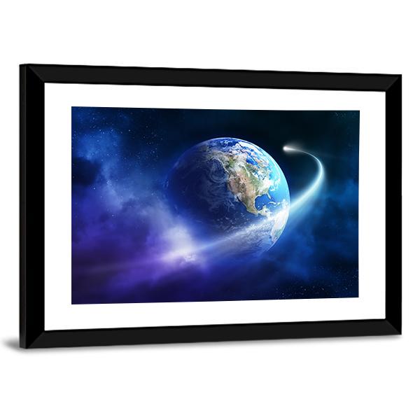 Comet Passing Earth Canvas Wall Art-3 Horizontal-Gallery Wrap-25" x 16"-Tiaracle