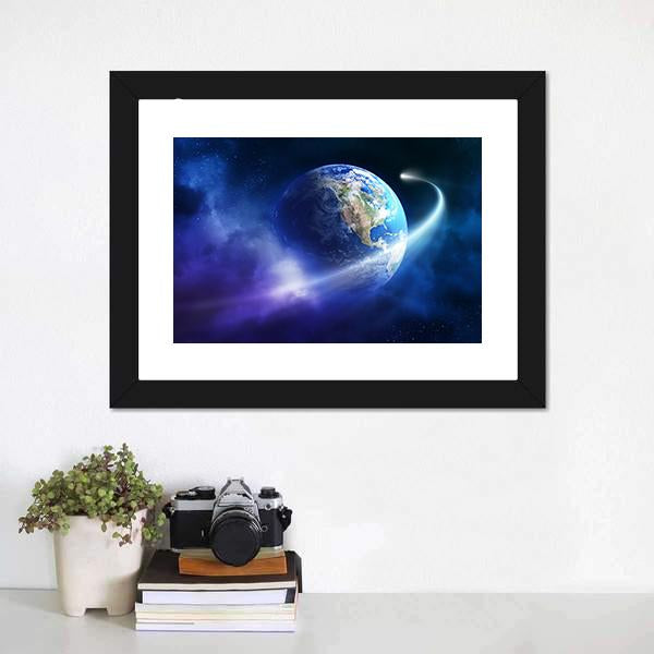 Comet Passing Earth Canvas Wall Art-3 Horizontal-Gallery Wrap-25" x 16"-Tiaracle