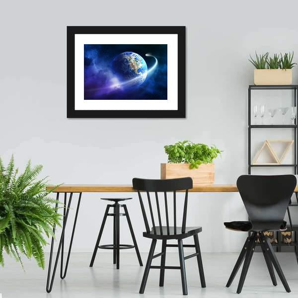 Comet Passing Earth Canvas Wall Art-3 Horizontal-Gallery Wrap-25" x 16"-Tiaracle