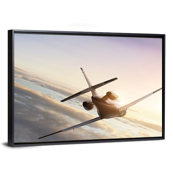 Commercial Airplane In Sky Canvas Wall Art-3 Horizontal-Gallery Wrap-25" x 16"-Tiaracle