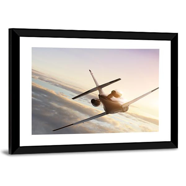 Commercial Airplane In Sky Canvas Wall Art-3 Horizontal-Gallery Wrap-25" x 16"-Tiaracle