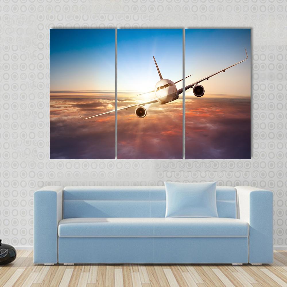 Commercial Airplane Canvas Wall Art-3 Horizontal-Gallery Wrap-37" x 24"-Tiaracle