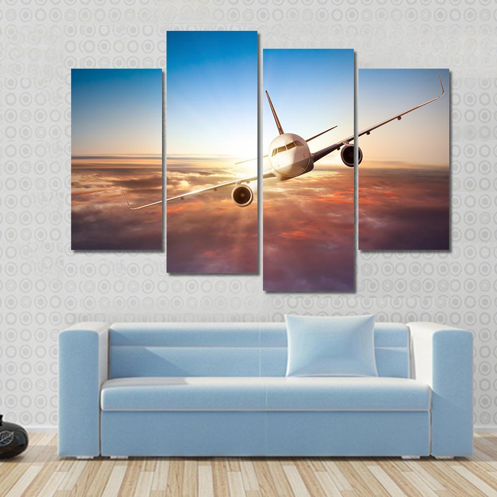 Commercial Airplane Canvas Wall Art-4 Pop-Gallery Wrap-50" x 32"-Tiaracle
