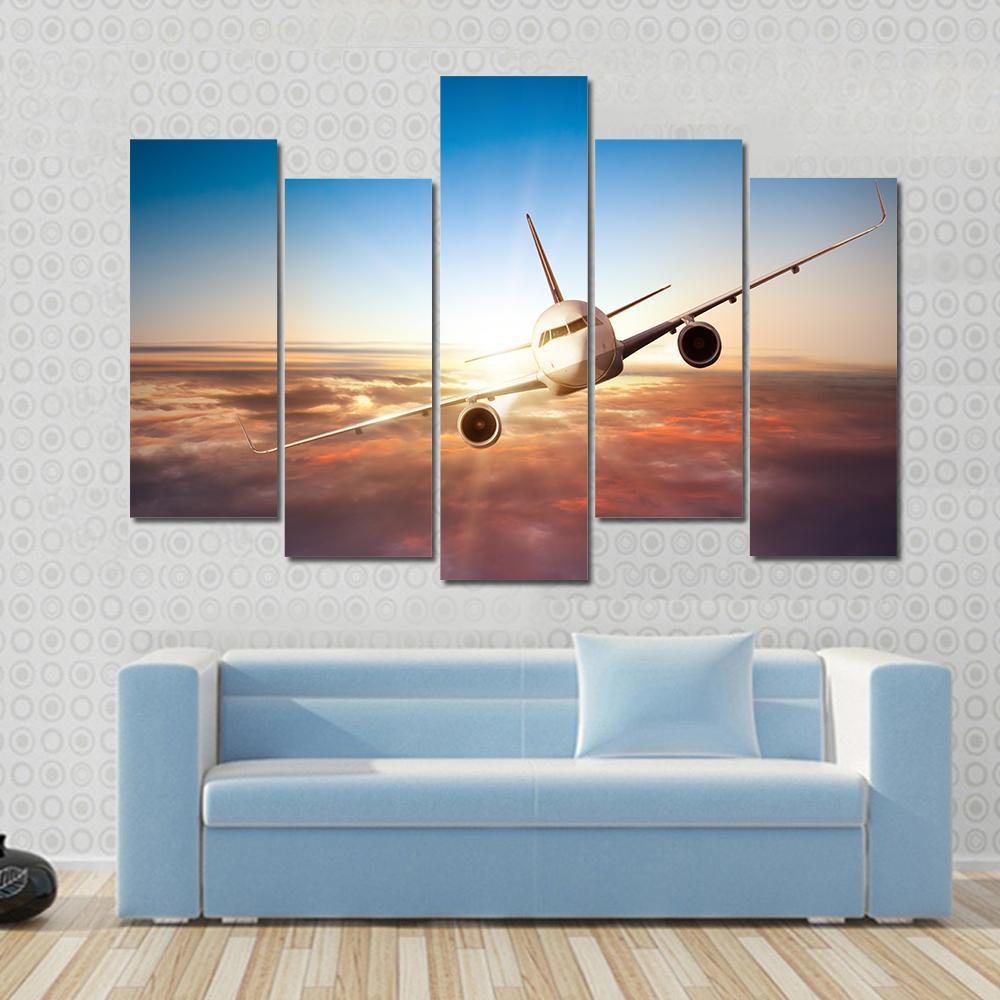 Commercial Airplane Canvas Wall Art-5 Pop-Gallery Wrap-47" x 32"-Tiaracle
