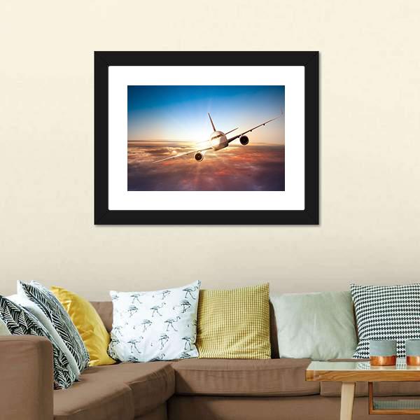 Commercial Airplane Canvas Wall Art-1 Piece-Framed Print-20" x 16"-Tiaracle