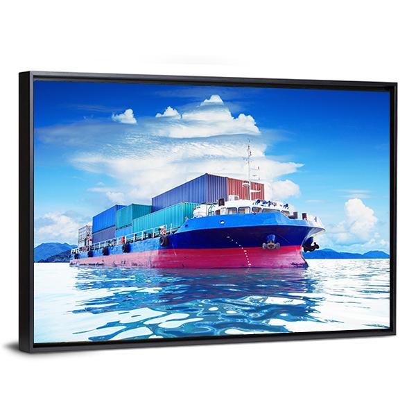 Commercial Container Ship Canvas Wall Art-3 Horizontal-Gallery Wrap-25" x 16"-Tiaracle