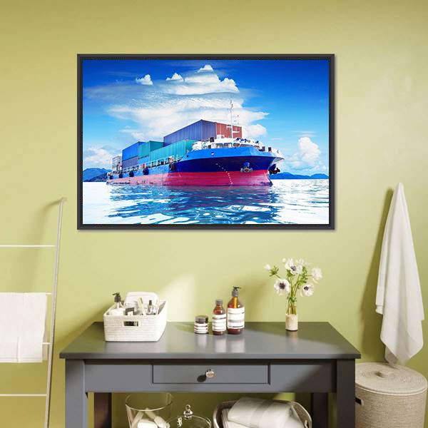 Commercial Container Ship Canvas Wall Art-3 Horizontal-Gallery Wrap-25" x 16"-Tiaracle