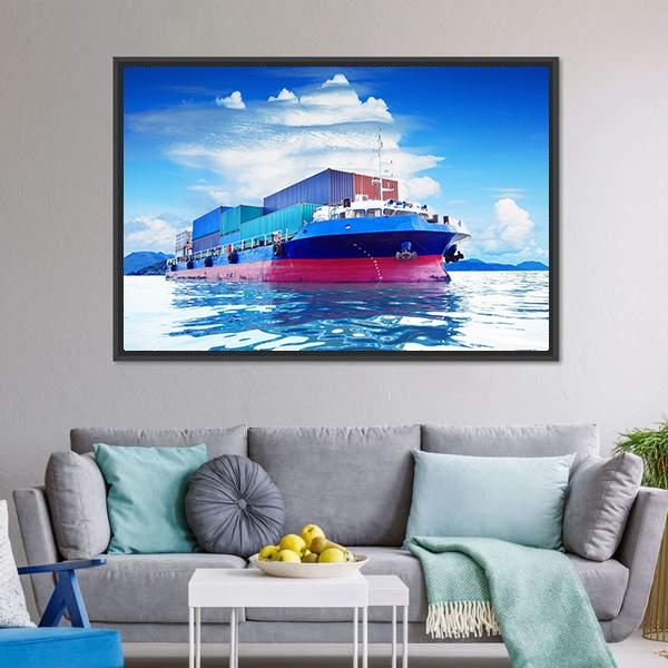 Commercial Container Ship Canvas Wall Art-3 Horizontal-Gallery Wrap-25" x 16"-Tiaracle