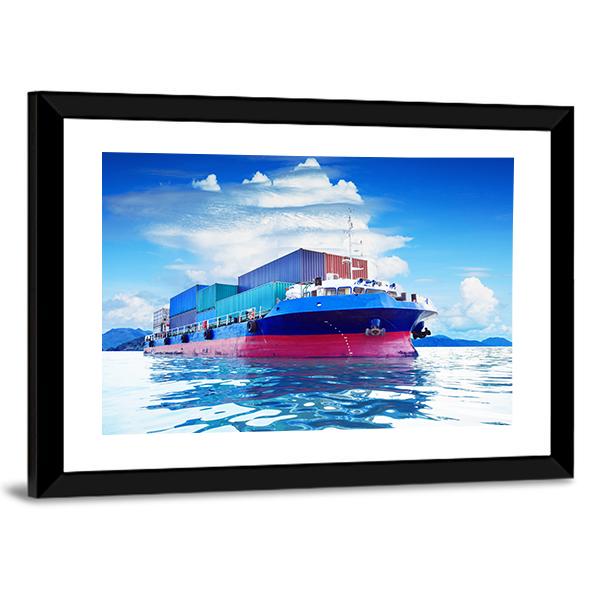 Commercial Container Ship Canvas Wall Art-3 Horizontal-Gallery Wrap-25" x 16"-Tiaracle