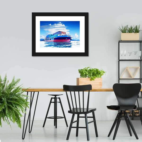 Commercial Container Ship Canvas Wall Art-3 Horizontal-Gallery Wrap-25" x 16"-Tiaracle