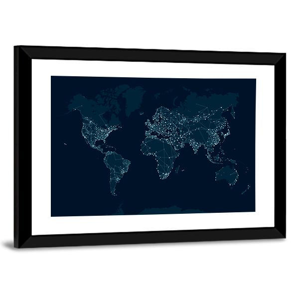 Communications Network Map Canvas Wall Art-5 Horizontal-Gallery Wrap-22" x 12"-Tiaracle