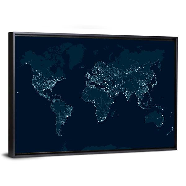 Communications Network Map Canvas Wall Art-5 Horizontal-Gallery Wrap-22" x 12"-Tiaracle
