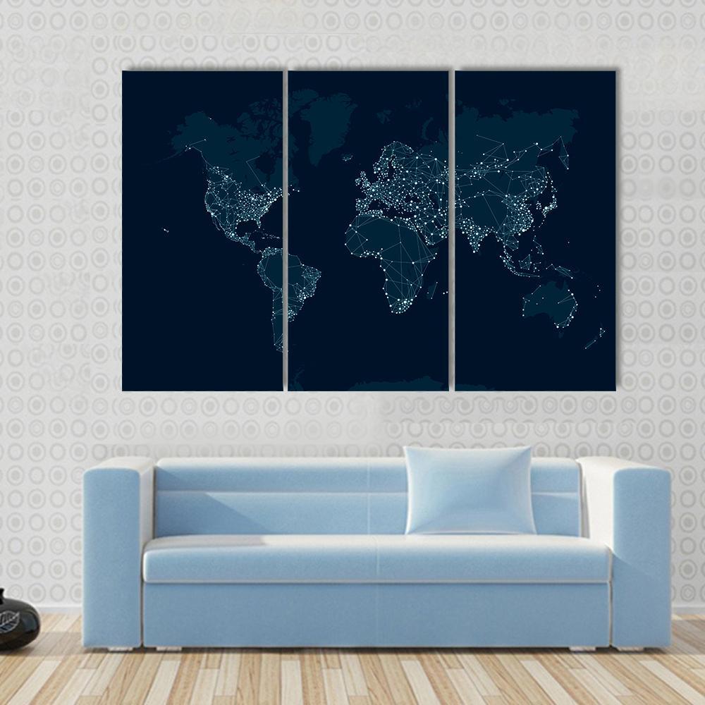 Communications Network Map Canvas Wall Art-3 Horizontal-Gallery Wrap-37" x 24"-Tiaracle